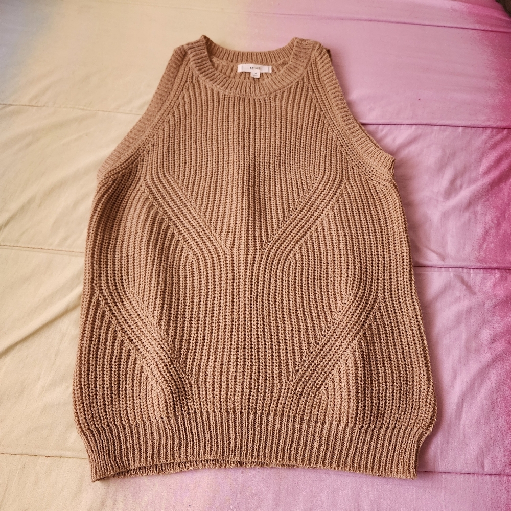 MINE Beige/Tan Knitted Sweater Vest Size M - Picture 2 of 6